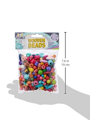 Craft Planet 100g Wooden Beads Assortment - Multi-Colour | Non-Toxic | UK Designed 5