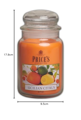 Price's Sicilian Citrus Large Jar Candle - Up to 150 Hour Burn Time | 10cm Diameter 7