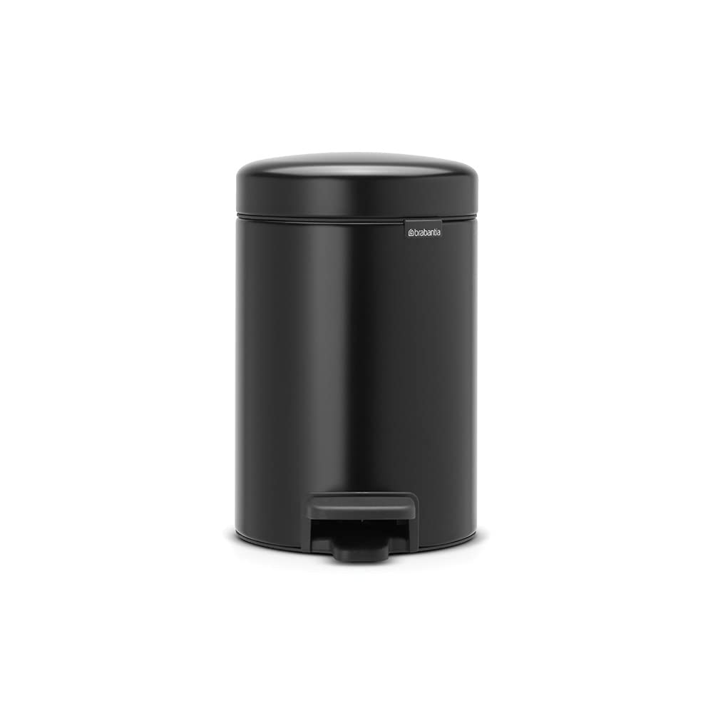Brabantia NewIcon Pedal Bin 3L - Matt Black | Corrosion Resistant | Soft Close Lid 1