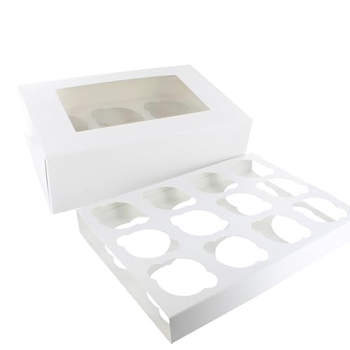 Culpitt 6 Hole Cupcake Boxes - 5 Pack White Carrier for Display & Transport | Sturdy Card 10