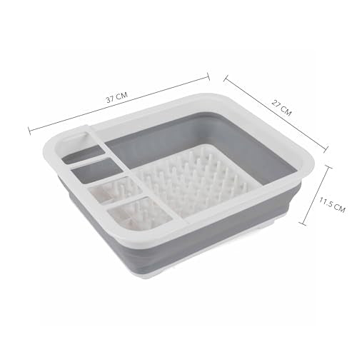 Beldray LA031051 Collapsible Dish Drainer - Foldable Plastic Sink Drying Rack with Cutlery Divider | Grey | 36.8 x 31.5 x 13 cm 10