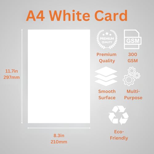 Hawksbill 300GSM A4 White Card Stock - 50 Pack Premium Thick Card for Crafts & Stationery 2