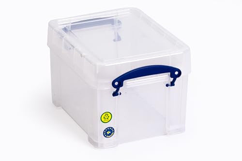 Really Useful Box Plastic Storage Box - 3 Litre Capacity, Clear, Pack of 4 | Stackable 2