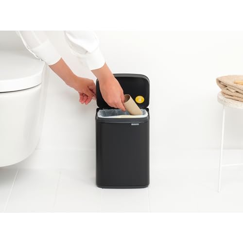 Brabantia Bo Waste Bin - 4L Compact Bathroom Bin | Matt Black | Quiet Close 10