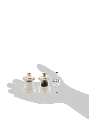 Cole & Mason Button Salt and Pepper Mill Set - 65mm, Adjustable Precision+ Mechanism | Stainless Steel/Acrylic 11
