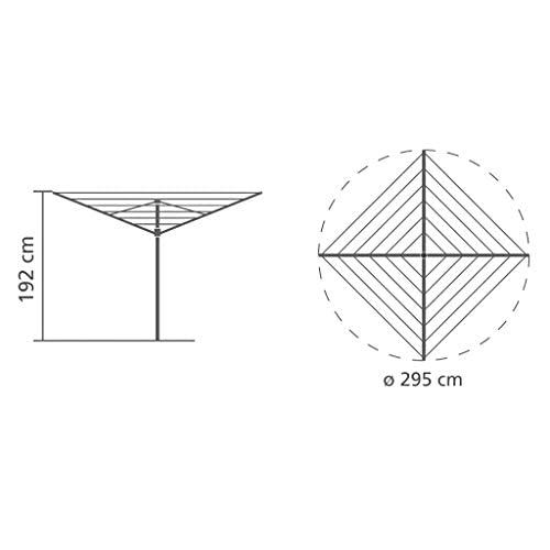 Brabantia Lift-O-Matic Rotary Washing Line - 50M Drying Space | Adjustable Height 129-187cm | Includes Ground Spike & Cover 2