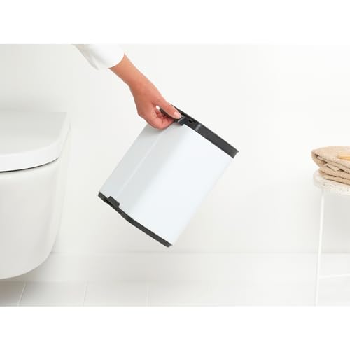 Brabantia Bo Waste Bin - 4L Capacity, Compact, White Alloy Steel | Quiet Close 12