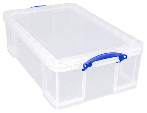 Really Useful Box Plastic Storage Box - 50L Capacity, Clear, Stackable (Pack of 2) 2