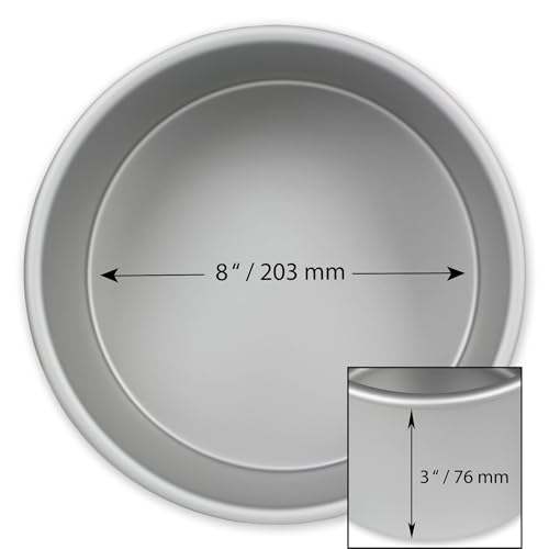 PME Anodised Aluminium Round Cake Pan RND083 | 8 Inch Diameter x 3 Inch Deep | Silver 2