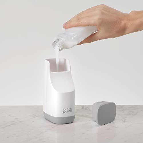 Joseph Joseph Slim Compact Soap Dispenser - 350ml Capacity | Non-Drip | Grey/White 2