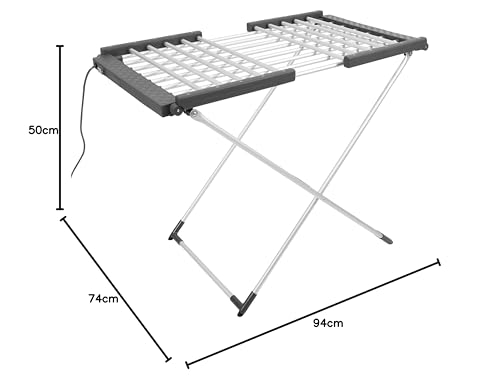 BLACK+DECKER Heated Clothes Airer - 18 Bars, 10kg Capacity, 11.5m Drying Space | Stainless Steel 8