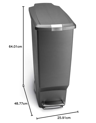 simplehuman CW1363 40L Slim Kitchen Pedal Recycling Bin with Lid Lock | Grey 5