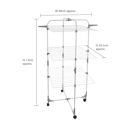 JVL Foldable 3 Tier Drying Rack - 28m Drying Space | Lightweight & Space Saving | White 10