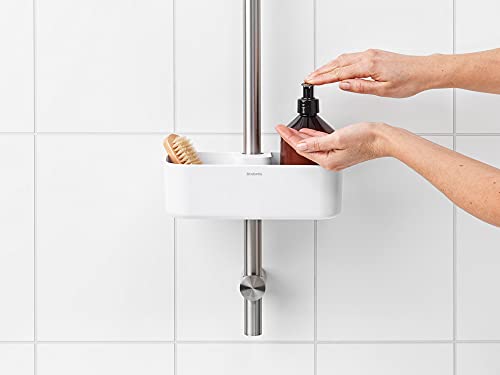 Brabantia Shower Caddy - Corrosion Resistant Plastic Storage | Fits Rods Ø16-Ø28mm | White 12