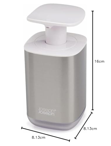 Joseph Joseph Presto Hygienic Soap Dispenser - Easy-Push Pump | Transparent Level Window | White/Stainless Steel 5
