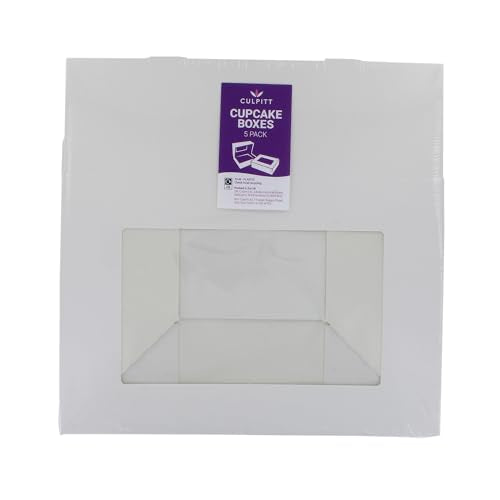 Culpitt 6 Hole Cupcake Boxes - 5 Pack White Carrier for Display & Transport | Sturdy Card 12