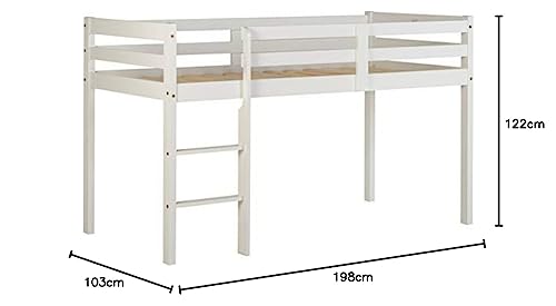 Seconique Panama Mid Sleeper Bed Frame - Single Size, Pine Wood, White Finish 3