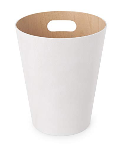 Umbra Woodrow Paper Bin - 2 Gallon (7.5L) Capacity | Wood Material | White/Natural Finish 10