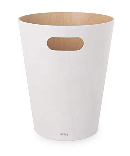 Umbra Woodrow Paper Bin - 2 Gallon (7.5L) Capacity | Wood Material | White/Natural Finish 12