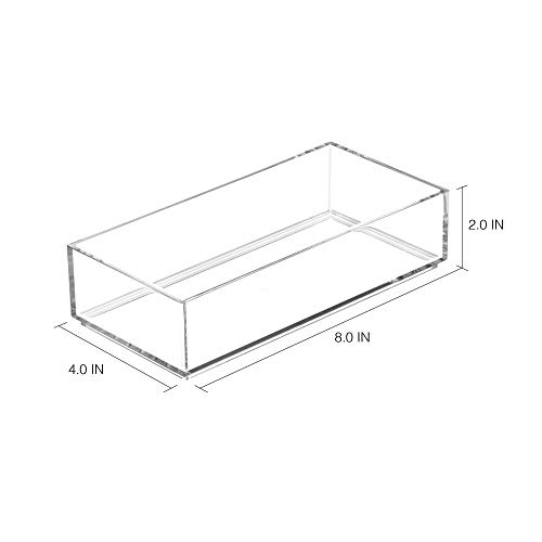 InterDesign Clarity Series Plastic Storage Box - Stackable Organiser for Cosmetics & Office | Clear | 10.1 cm x 20.3 cm 10