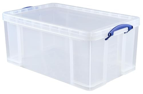 Really Useful Box Plastic Storage Box - 64 Litre Capacity, Clear, Stackable | Pack of 2 2