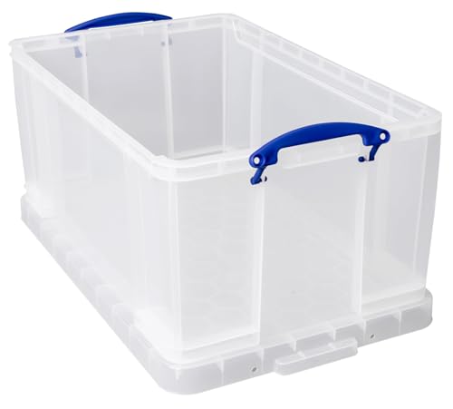 Really Useful Box Plastic Storage Box - 64 Litre Capacity, Clear, Stackable | Pack of 2 3