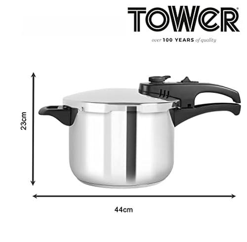 Tower T80244 Pressure Cooker - 6L Capacity, 22cm Diameter | Stainless Steel 11