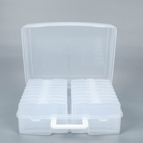 Zuvo Plastic Photo Storage Box - 16 Cases, Removable Dividers, Clear Polypropylene 4
