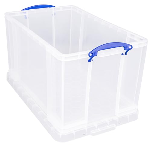 Really Useful Box Plastic Storage Box - 84 Litre Capacity, Clear, Pack of 2 3