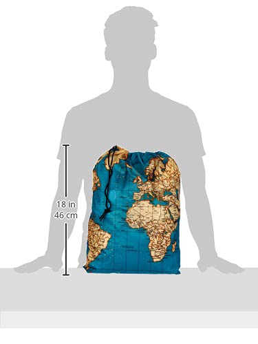 KIKKERLAND Travel Laundry Bag - World Map Design | Polyester | 6.6 lbs Capacity 6