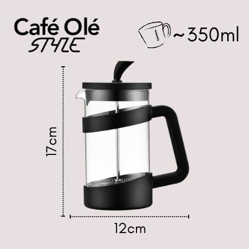 Café Olé Style Cafetière - 350ml, 1 Cup Plastic and Glass French Press Coffee Maker 3