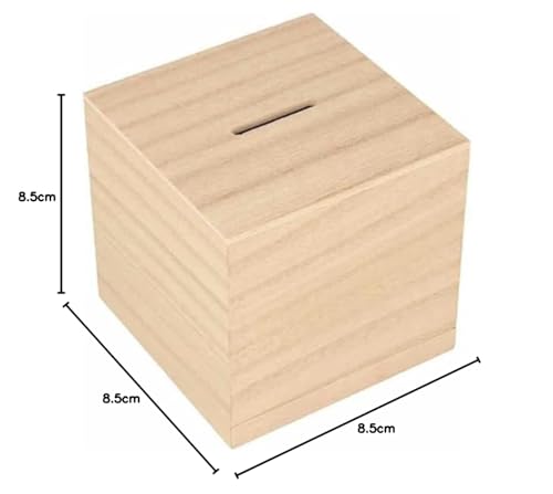 Artemio Square Wooden Piggy Bank - Customizable Craft Item | 8.5 x 8.5 cm 2