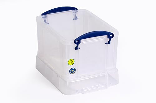 Really Useful Box Plastic Storage Box - 3 Litre Capacity, Clear, Pack of 4 | Stackable 3