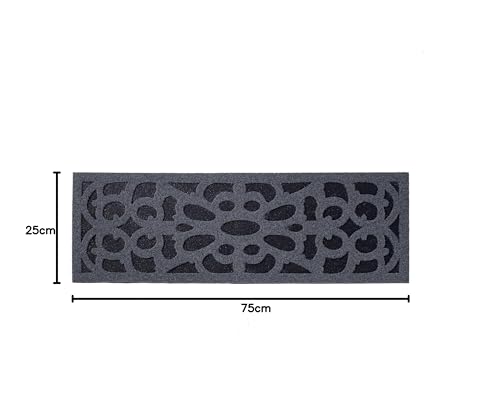Nicoman Heavy Duty Rubber Doormat - Non-Slip, Eco-Friendly, Wrought Iron Effect | 75 x 25cm Grey 8