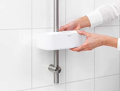 Brabantia Shower Caddy - Corrosion Resistant Plastic Storage | Fits Rods Ø16-Ø28mm | White 10