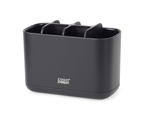 Joseph Joseph Easy-Store Toothbrush Holder Caddy | Ventilated Plastic Storage | Black 2