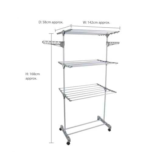 JVL 3 Tier Drying Rack - 21 Metres Drying Space | Foldable & Lightweight | White 10