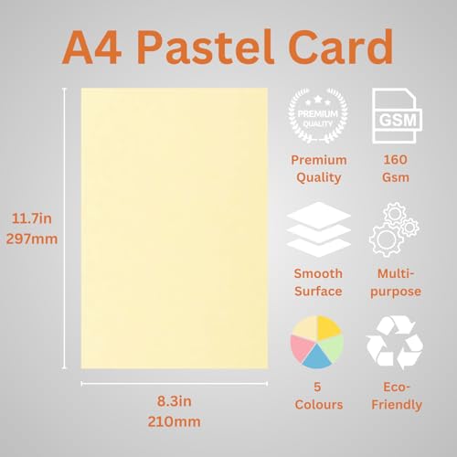 Hawksbill A4 Pastel Card 160GSM Rainbow Coloured Cardstock - 100 Pack 2