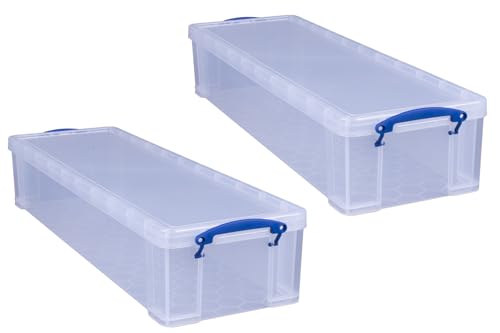 Really Useful Box Plastic Storage Box - 22 Litre Capacity, Clear, Pack of 2 4