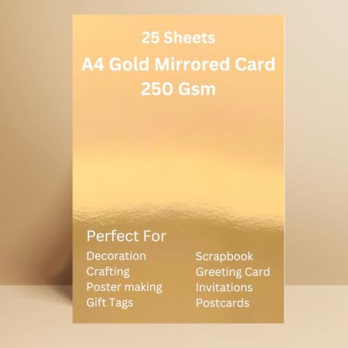 Hawksbill Gold Mirror Card Stock - A4, 25 Sheets, 250 GSM Metallic Shiny Finish 3