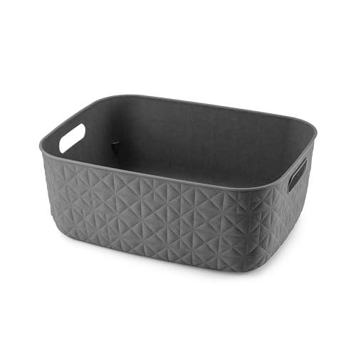 CURVER Softex Storage Baskets - 12.5L Capacity, Set of 4, 100% Recycled Resin | Dark Grey 2