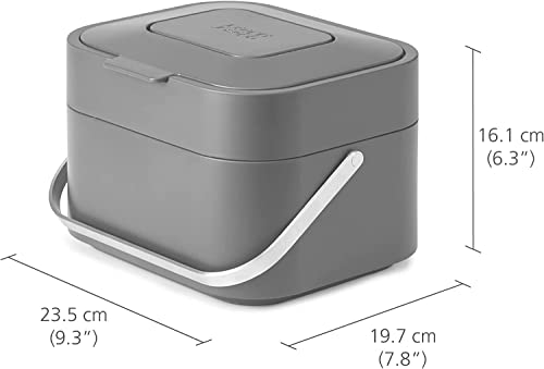 Joseph Joseph Intelligent Waste Stack 4 Kitchen Food Waste Compost Caddy | 4 Litres | Stone 3