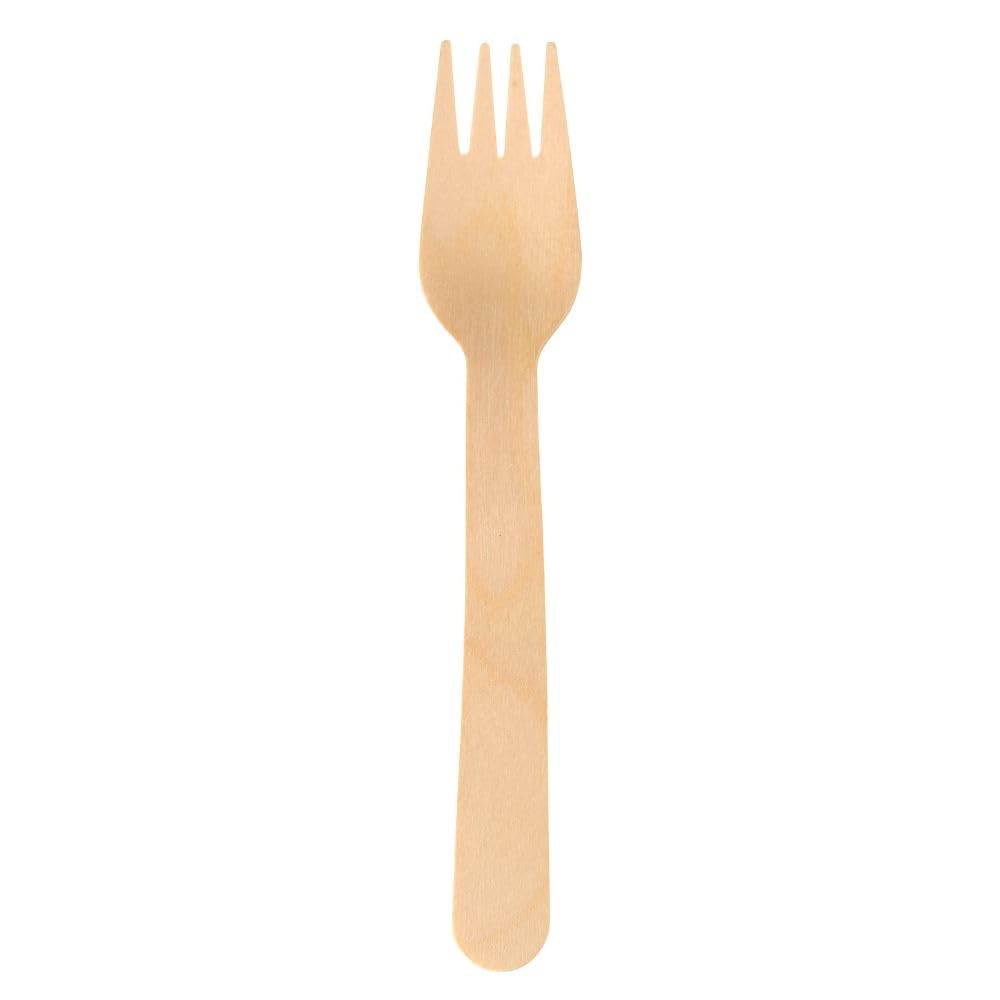 Caterpack Enviro Range Wooden Forks - 100 Pack | 6.25 Inch | Biodegradable & Natural Birchwood