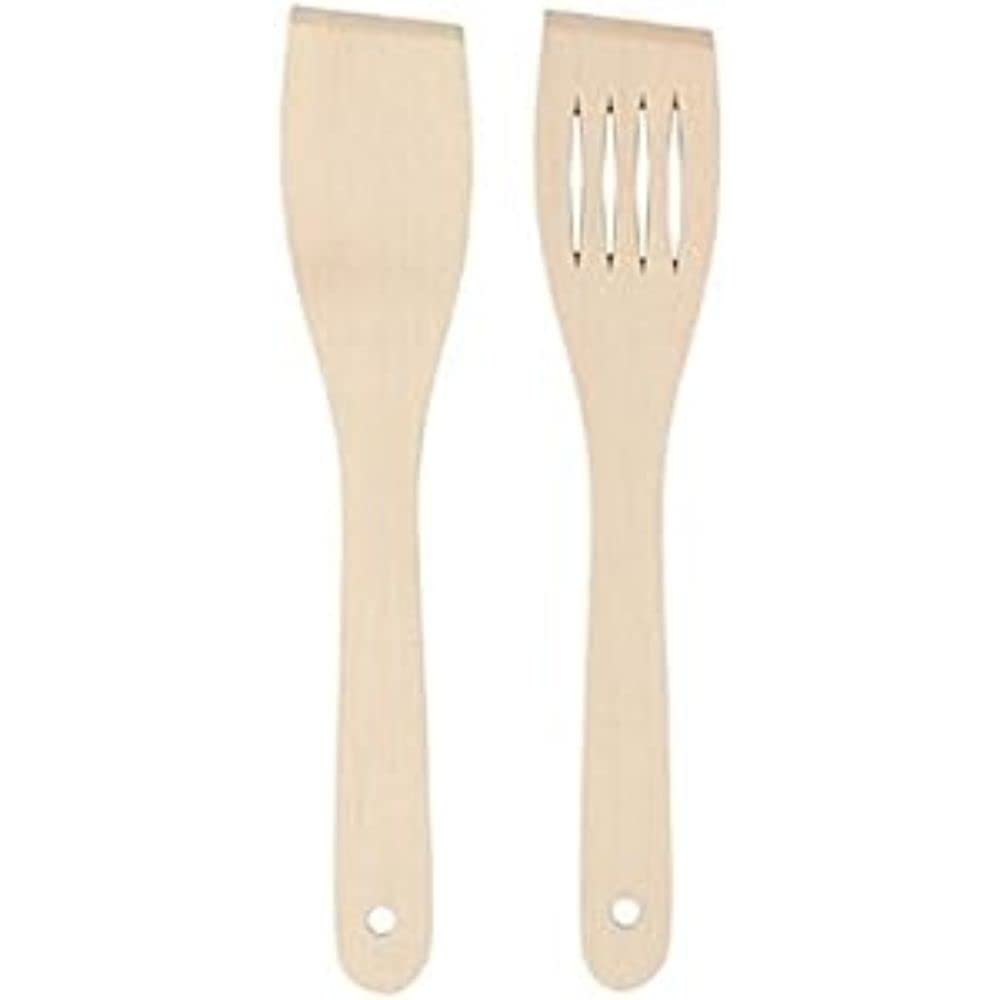 Chef Aid Wooden Spatulas Set of 2 - 30cm Slotted Turner for Cooking & Baking | Wood 1