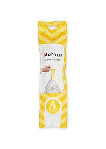 Brabantia PerfectFit Bin Liners - 3 Litre Size A, Tear-Resistant Plastic Bags with Tie Tape, 200 Count, White 2