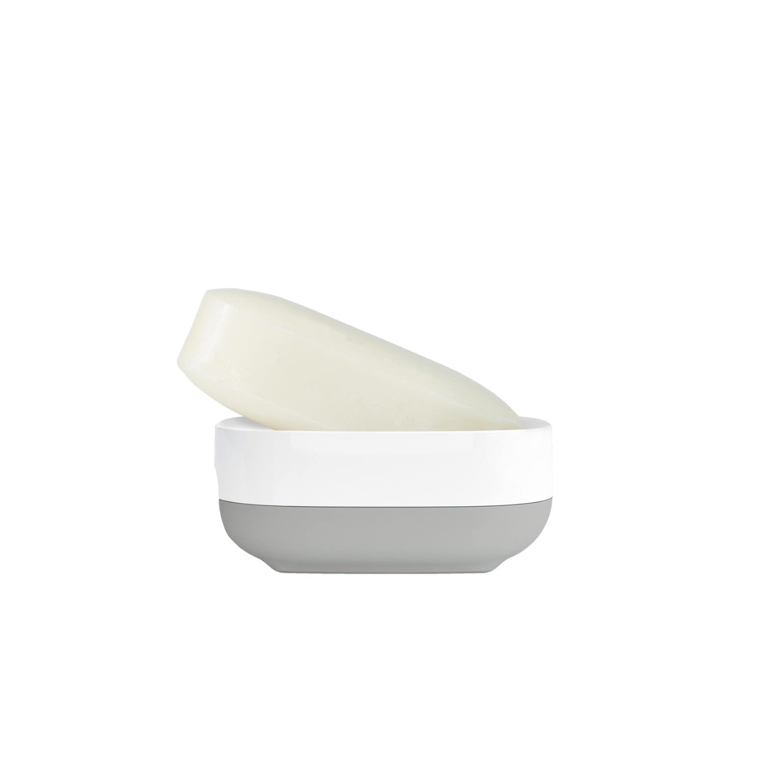 Joseph Joseph Slim Compact Soap Dish Holder - Space Saving Draining Design | White/Grey | Pack of 2 5