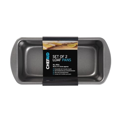 Chef Aid Non-Stick Loaf Pans - Set of 2 Carbon Steel Tins | 1lb (454g) Capacity 10
