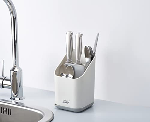 Joseph Joseph Duo Cutlery Drainer with Knife Slot - Grey Plastic | Integrated Pouring Spout 4