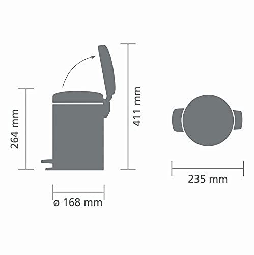 Brabantia NewIcon Pedal Bin 3L - Matt Black | Corrosion Resistant | Soft Close Lid 7