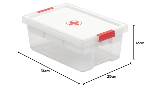 TATAY First Aid Storage Box - 7L Capacity, Hinged Lid, Organiser Tray | White 6